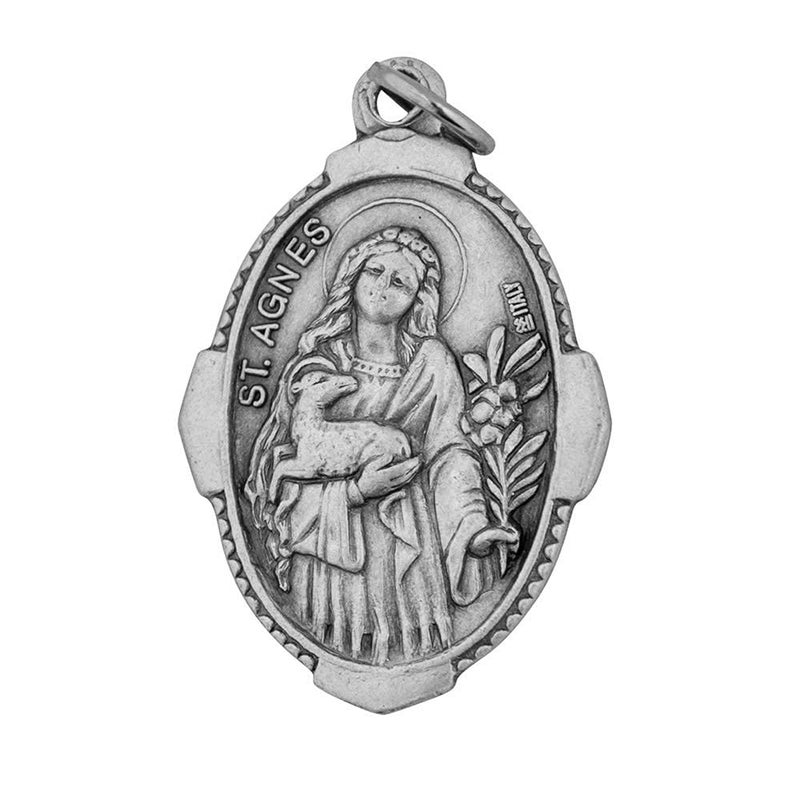 Venerare 1" Saint Agnes Medal with Prayer Card | Durable and Detailed Charm | Pendant Medal Carded with Prayer | Christian Jewelry - Image 4